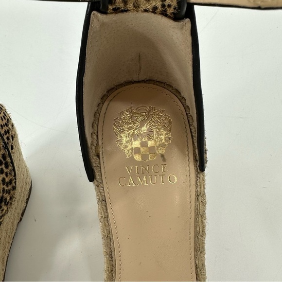 Vince Camuto Leera Espadrille Wedge Sandal Cow Hair Cheetah Print Size 10 - Picture 4 of 11